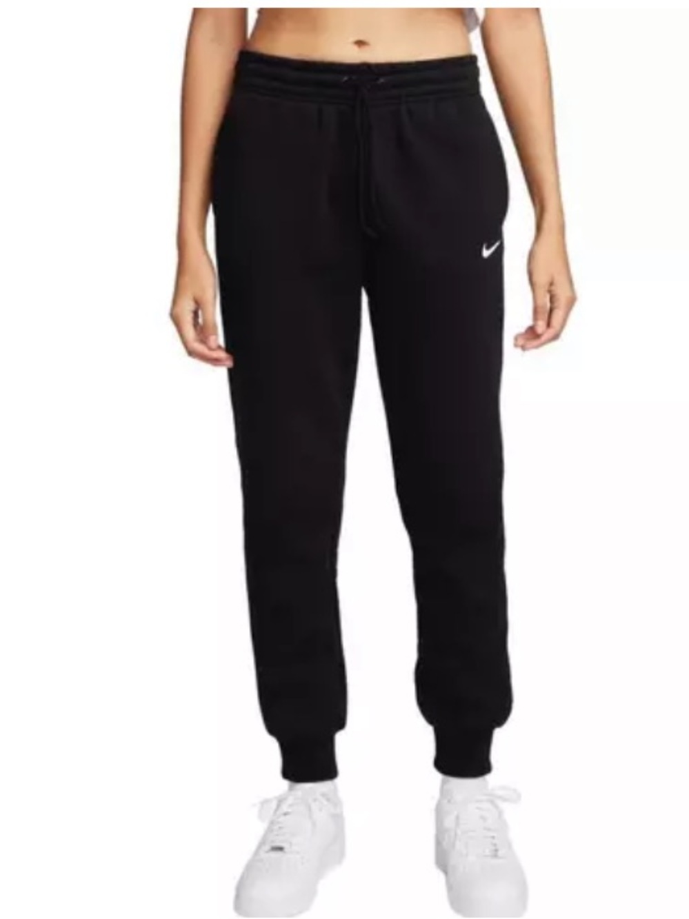 Nike Black Womens  Fleece Joggers with White Swoosh